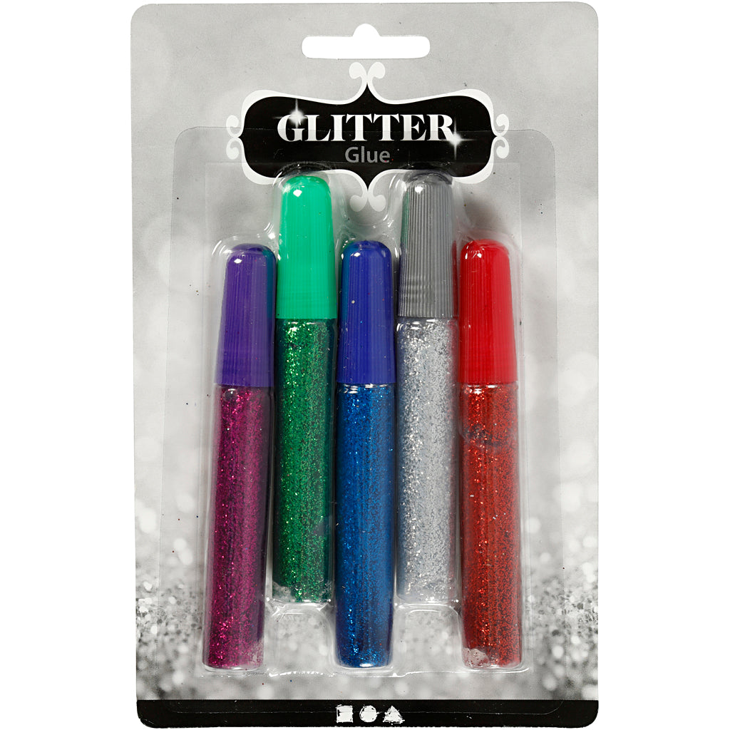 Colle pailletée Creativ company, différentes couleurs, 5x10 ml 1 boîte