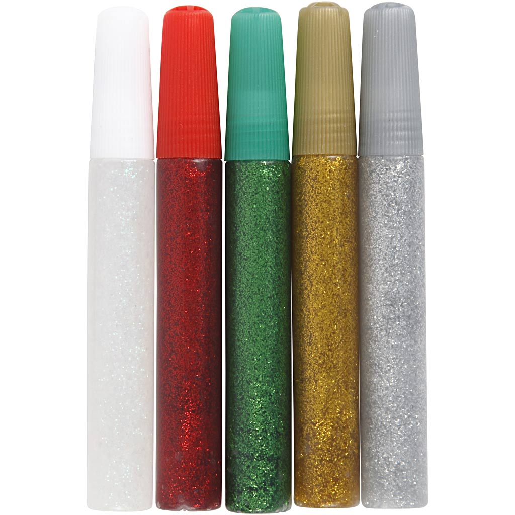 Colle pailletée Creativ company, différentes couleurs, 5x10 ml 1 boîte