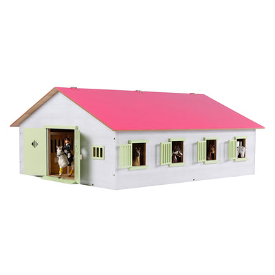 Kids Globe Globe Horse stable rose avec 7 boîtes, 1:24