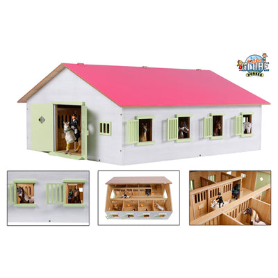 Kids Globe Globe Horse stable rose avec 7 boîtes, 1:24