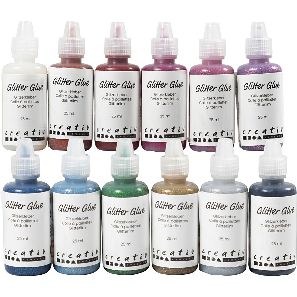 Creentiv Company Glitter Glue Couleurs, 12x25 ml