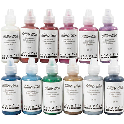 Creentiv Company Glitter Glue Couleurs, 12x25 ml