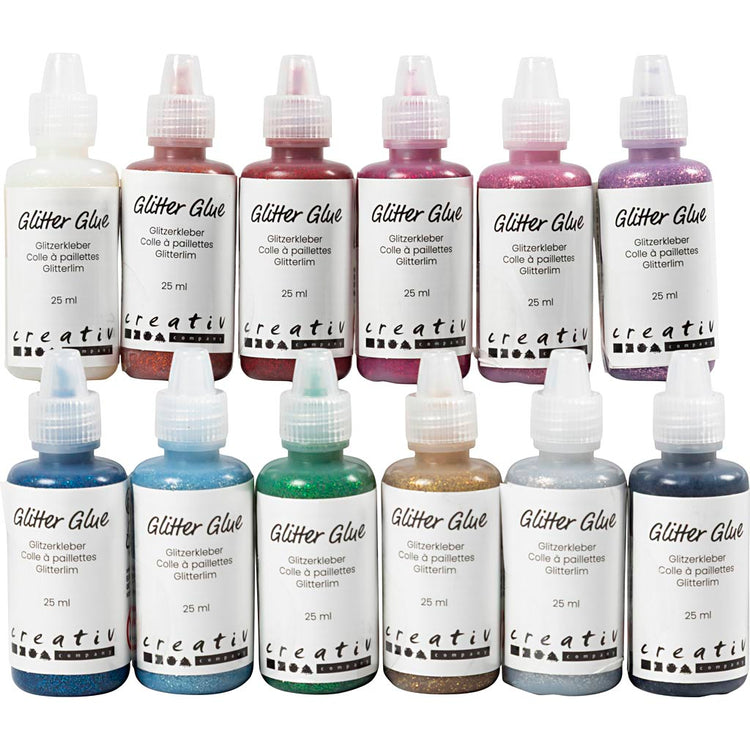 Creentiv Company Glitter Glue Couleurs, 12x25 ml