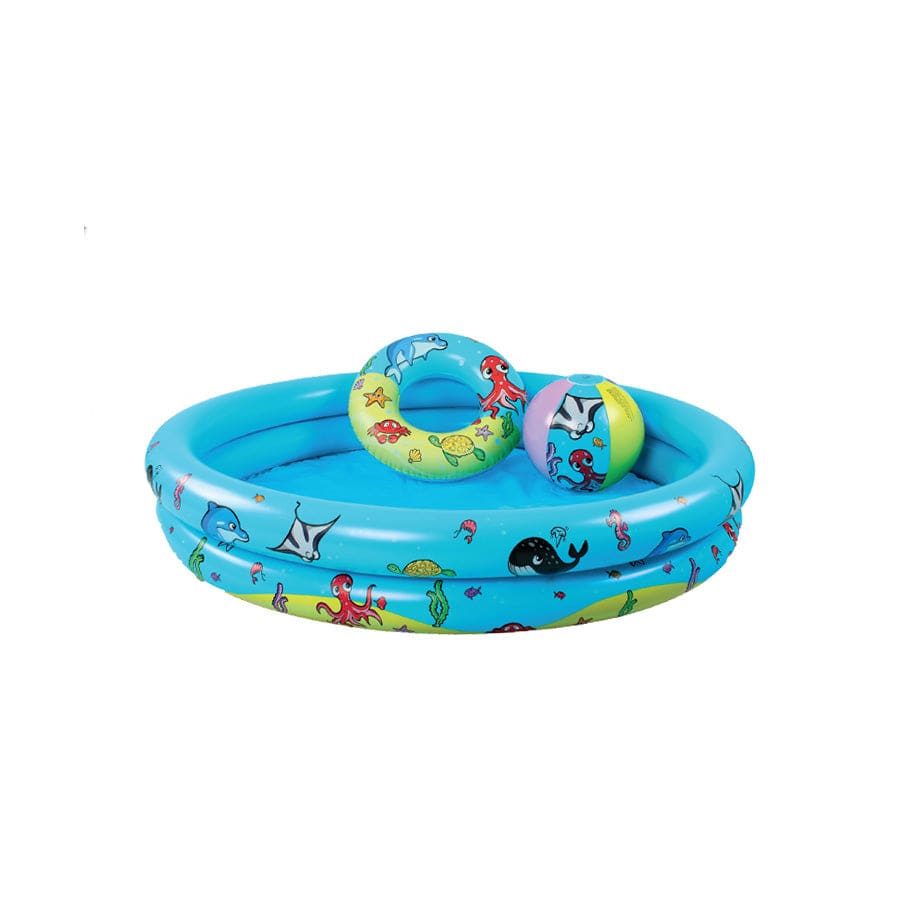 Mini Marine | Ensemble Playpool multi-colorant: piscine incl. Bague de natation du ballon de plage