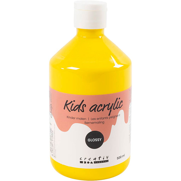 Creativ Company Paint Acrylique Glossy, Jaune primaire, 500 ml 1 bouteille