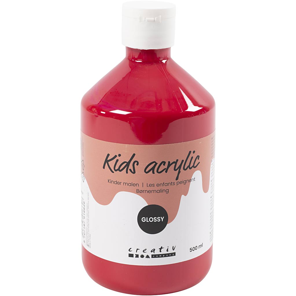 Creativ Company Paint Acrylique Glossy, Rouge primaire, 500 ml 1 bouteille