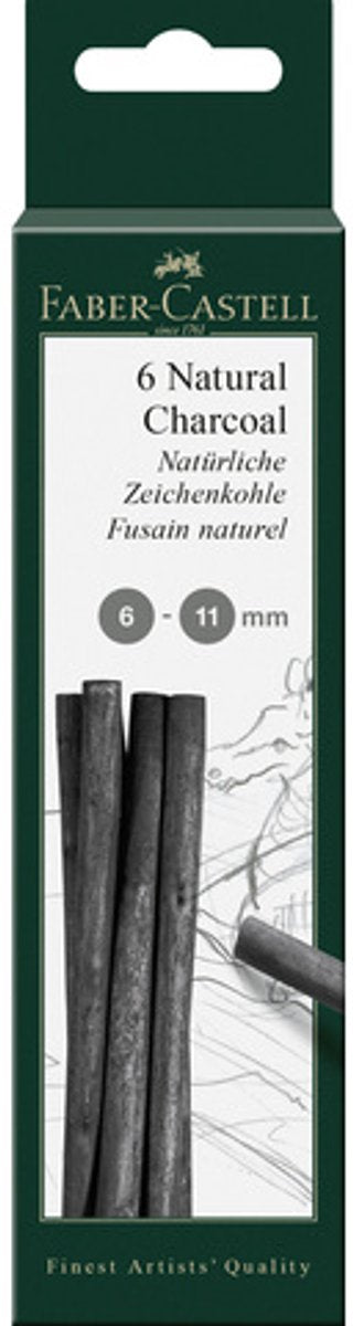 Faber-castell charbon de bois - pitt monochrome - 6-11 mm - 6 pièces - fc-129398