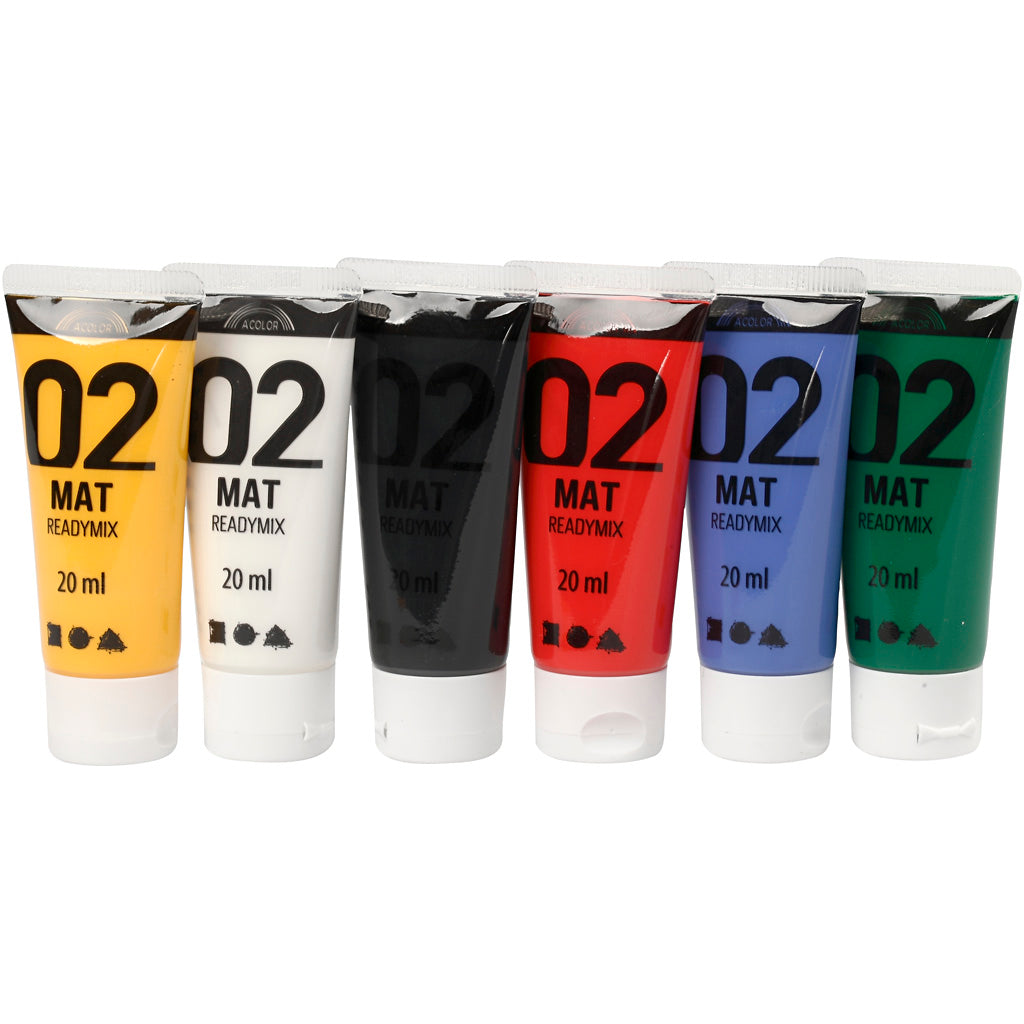 Peinture acrylique - différentes couleurs, 02 - Matt, 6x20 ml