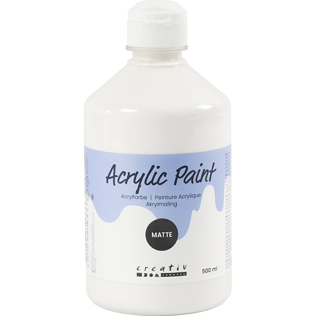 Creativ Company Acrylic Paint Matt, blanc, 500 ml 1 bouteille