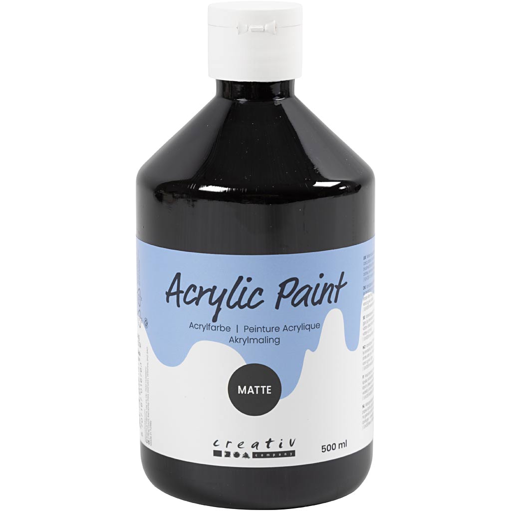 Creativ Company Acrylic Paint Matt, noir, 500 ml 1 bouteille