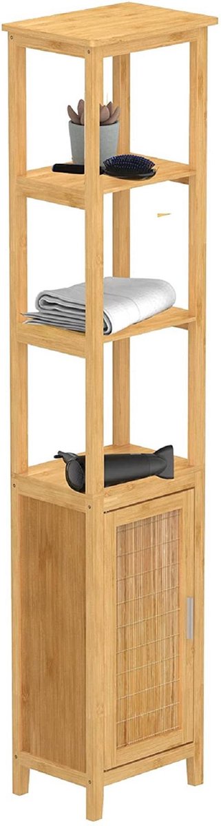 Armoire haute en bambou Eisl - avec 3 compartiments - avec porte - durable - (l x h x p) env. 40 x 190 x 30 cm