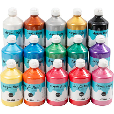 Peinture acrylique A-color métallisée, métallisée, différentes couleurs, 15x500 ml 1 boîte