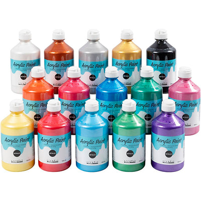 Peinture acrylique A-color métallisée, métallisée, différentes couleurs, 15x500 ml 1 boîte