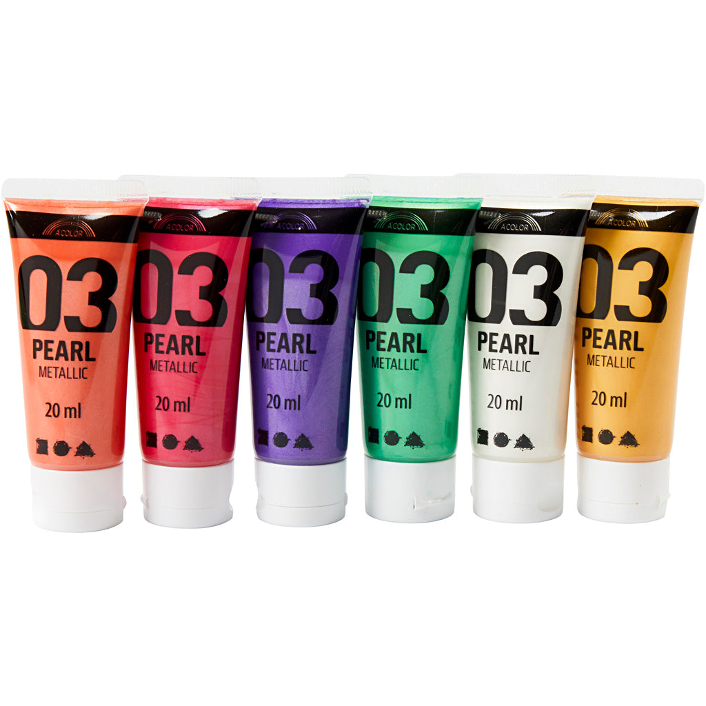 Peinture acrylique A-color métallisée, métallisée, couleurs supplémentaires, 6x20 ml 1 boîte