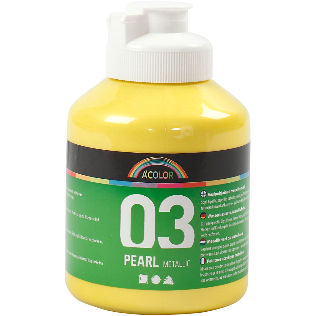 Peinture acrylique A-color métallisée, métallisée, jaune, 500 ml 1 bouteille