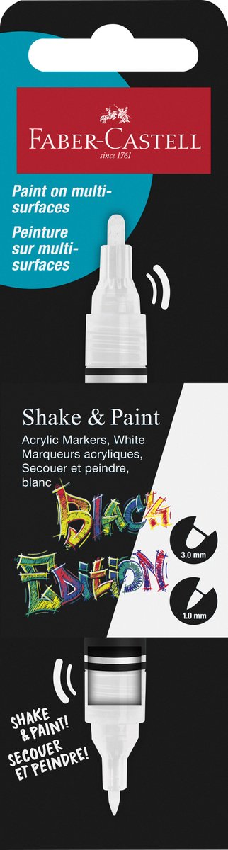 Marqueur acrylique Faber-castell - édition noire - peinture shake - 1x blanc - fc-285511