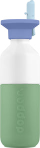 Gourde en acier Dopper 350 ml x paille rabattable - vert frais - acier inoxydable