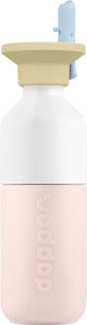 Gourde en acier Dopper 350 ml x paille rabattable - rose tendre - acier inoxydable