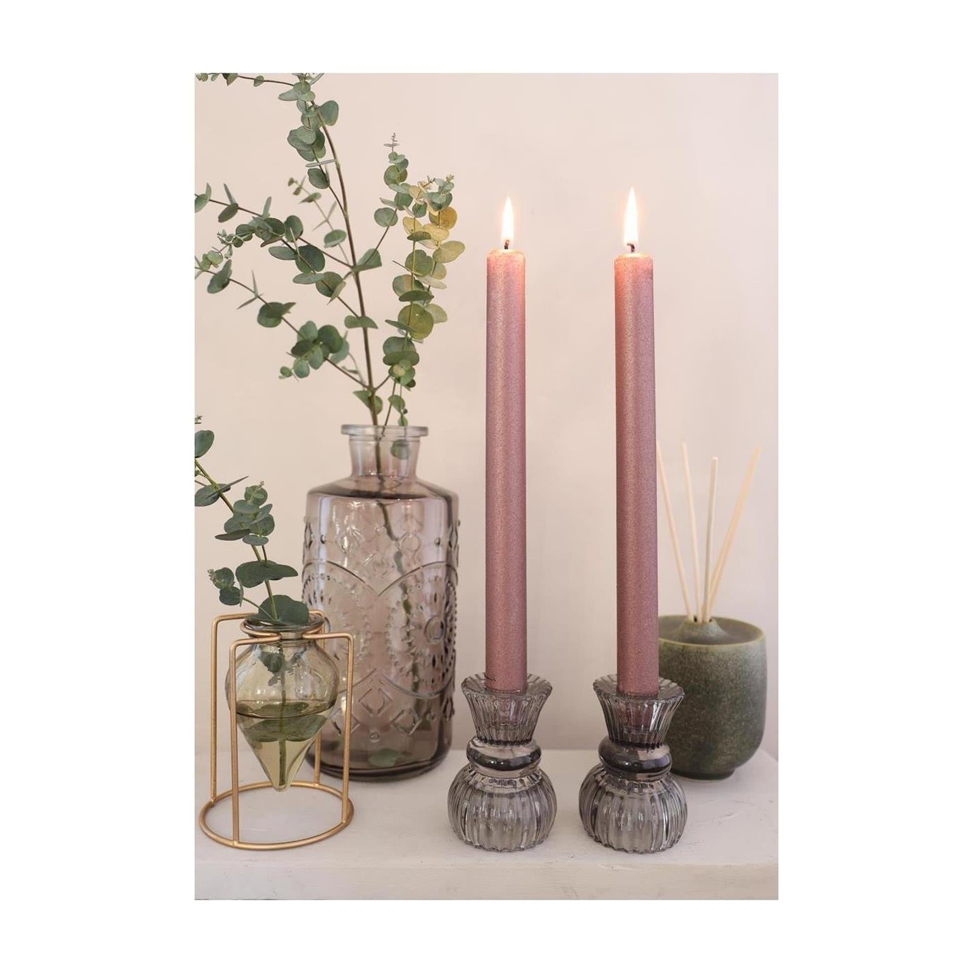 Idées 4 saisons bougie de dîner Bliss rose lot de 3 pièces