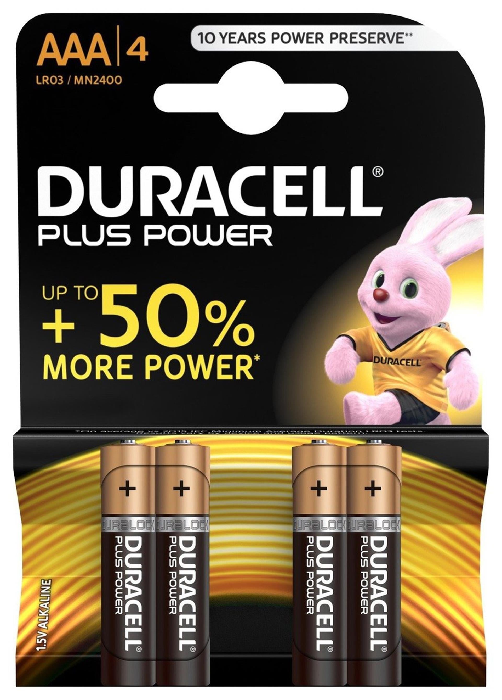 Pile Duracell aaa plus carte 100% a 4