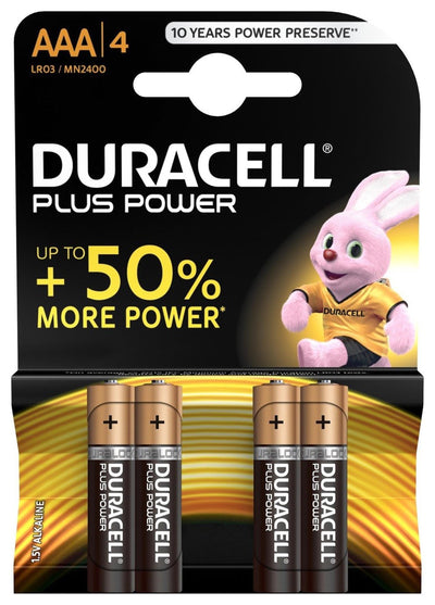 Pile Duracell aaa plus carte 100% a 4