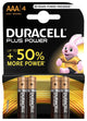 Pile Duracell aaa plus carte 100% a 4