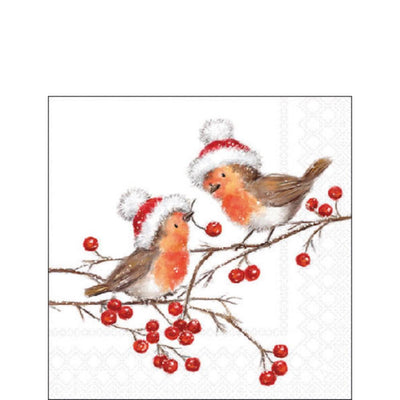 Serviettes Ambiente 25cm merles de Noël