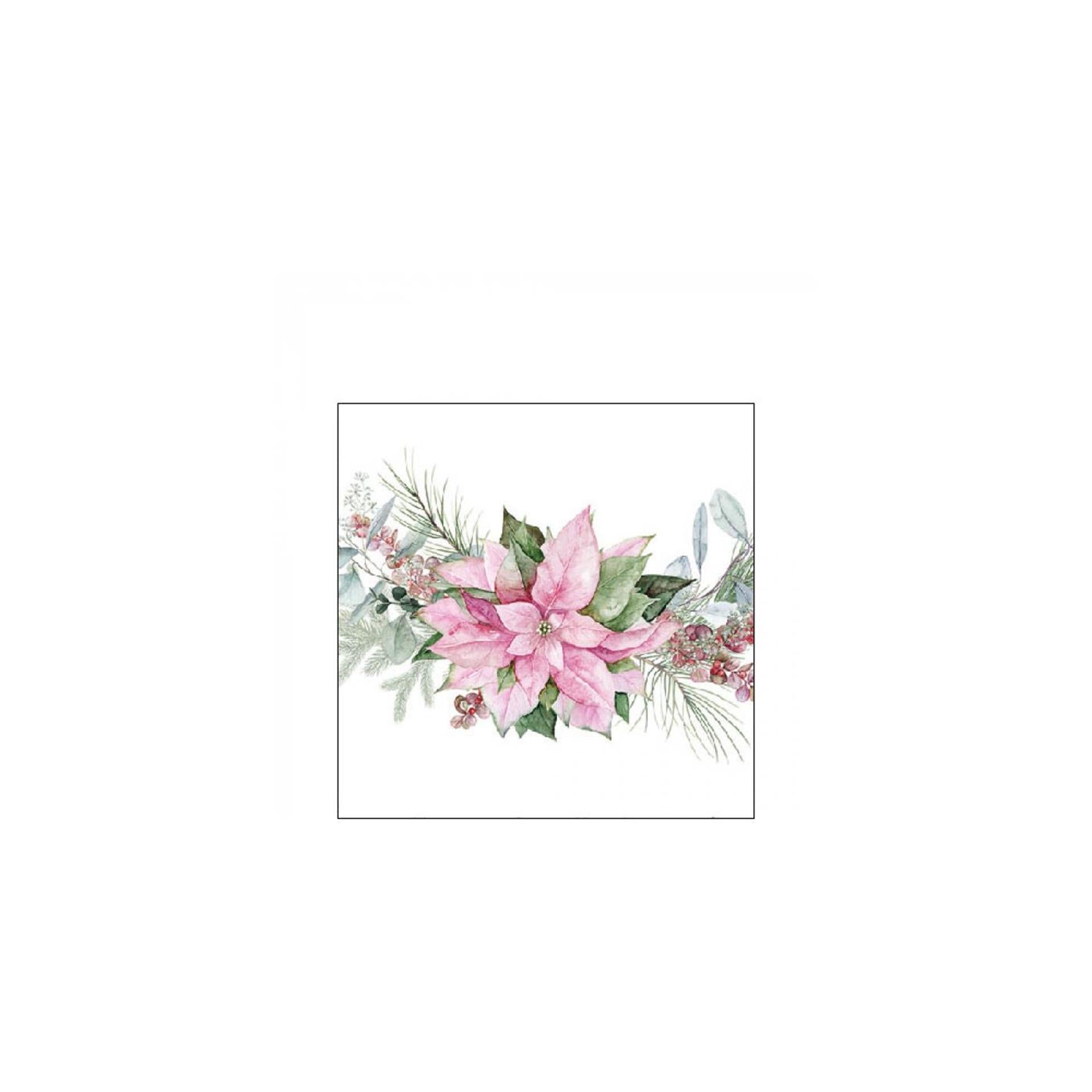 Serviettes Ambiente 25cm poinsettia rose