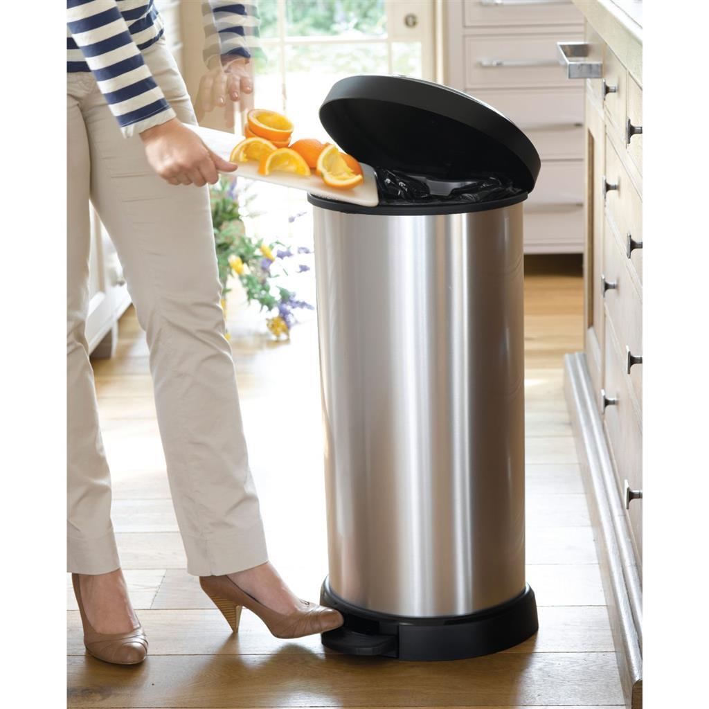 Curver Curver Decobin Pedal Bin ovaal 40L Silver Black