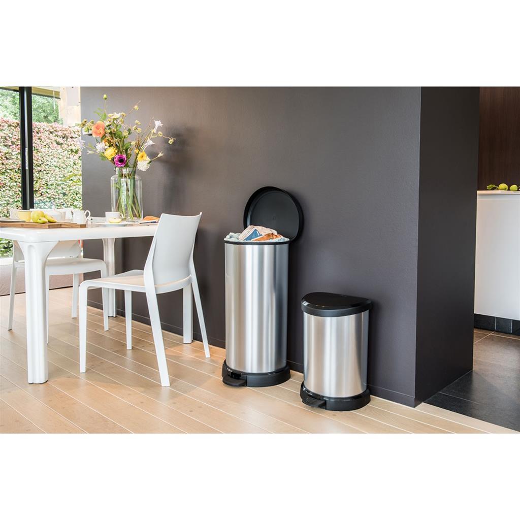 Curver Curver Decobin Pedal Bin ovaal 40L Silver Black