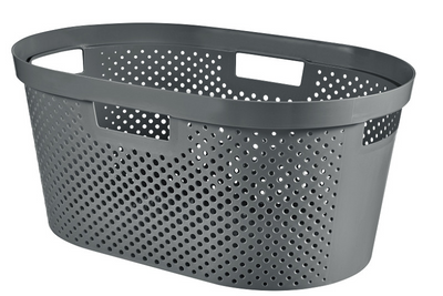 Curver infinity wasmand dots recyclés - 40 litres - 100% recyclé - donkergrijs