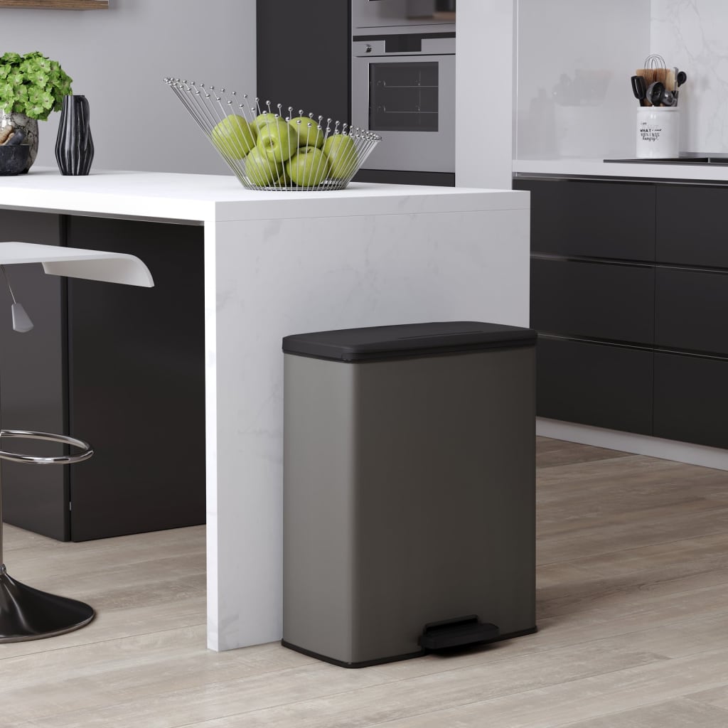 Curver Curver Pedal Bin Deco Duo 26 + 26 L Refroidissement Gris
