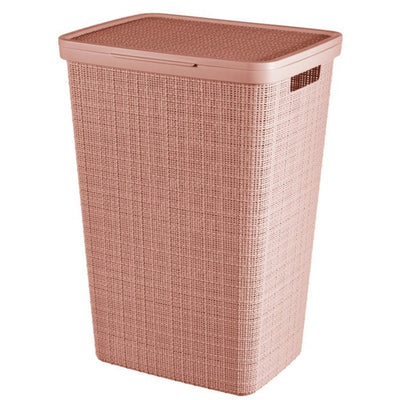 Curver Curver Laundry Panier avec look de jute de couvercle 58L Rose