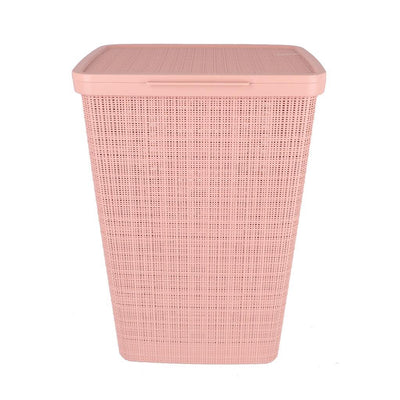 Curver Curver Laundry Panier avec look de jute de couvercle 58L Rose