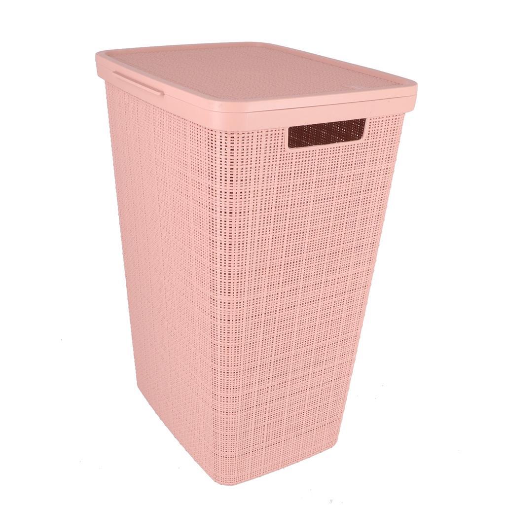 Curver Curver Laundry Panier avec look de jute de couvercle 58L Rose