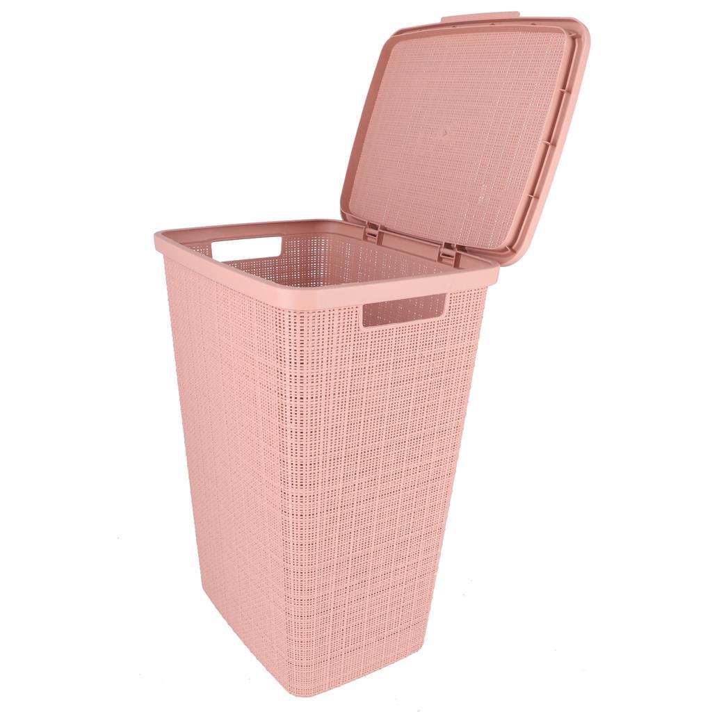 Curver Curver Laundry Panier avec look de jute de couvercle 58L Rose