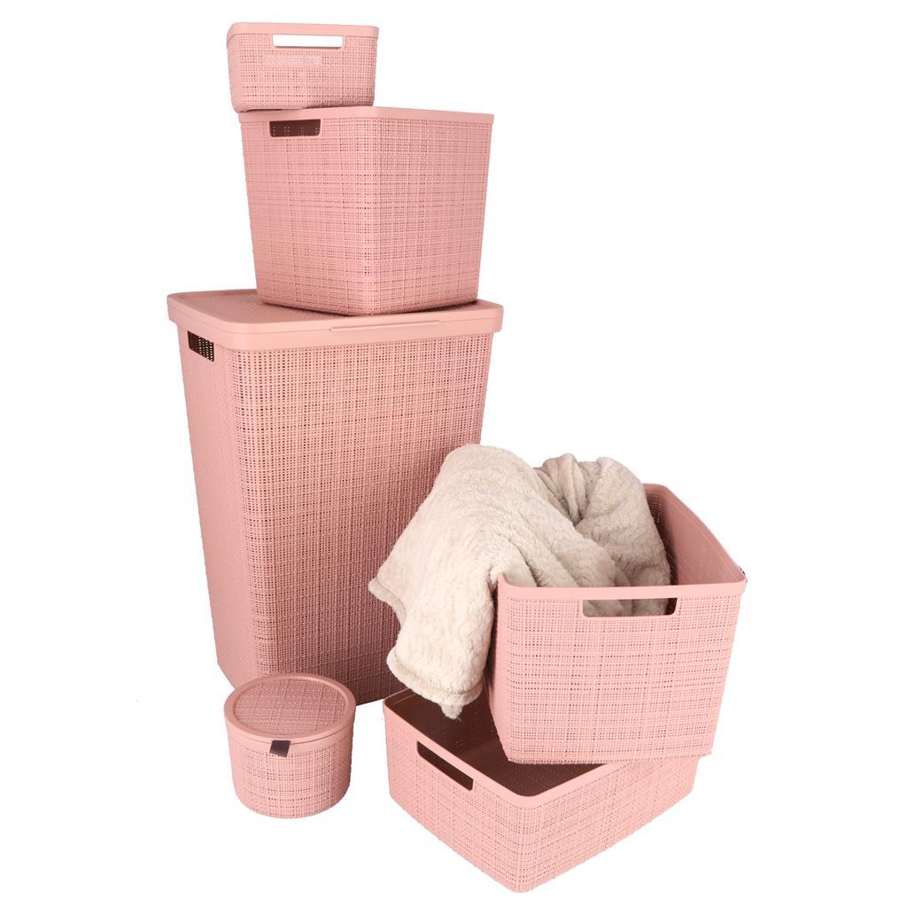 Curver Curver Laundry Panier avec look de jute de couvercle 58L Rose