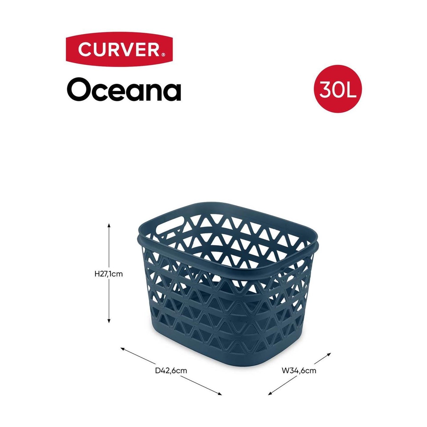 Curver panier à linge océana 30l 42x34x27cm