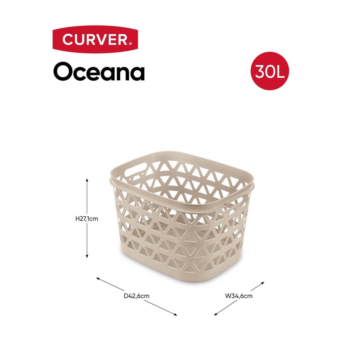 Curver panier à linge océana 30l 42x34x27cm