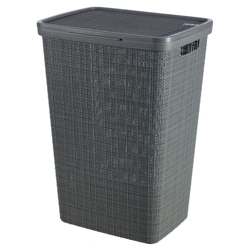 Curver Curver Laundry Panier avec look de jute de couvercle 58L Gris foncé