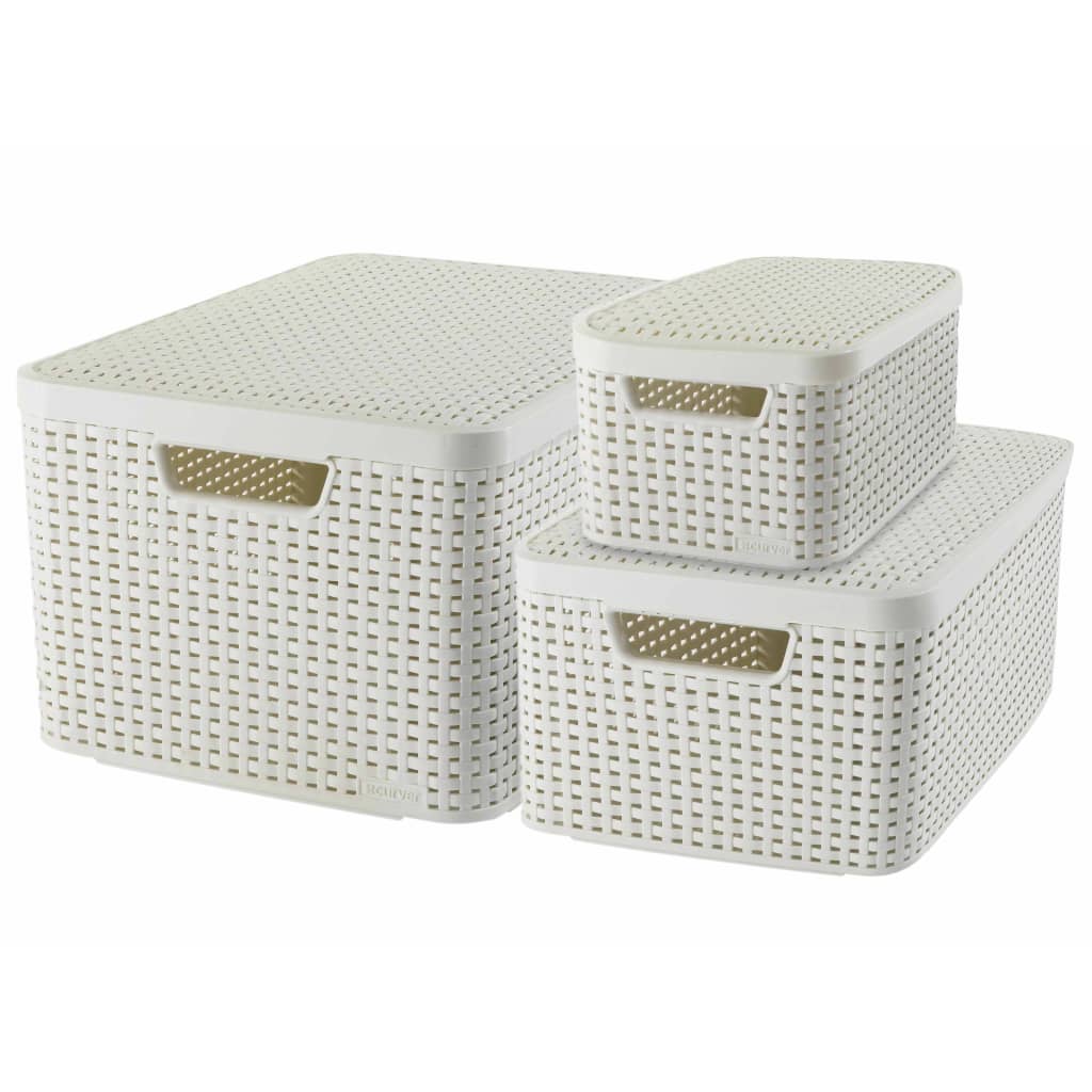 Panier de rangement Curver Curver avec couvercle blanc 3 st 240652