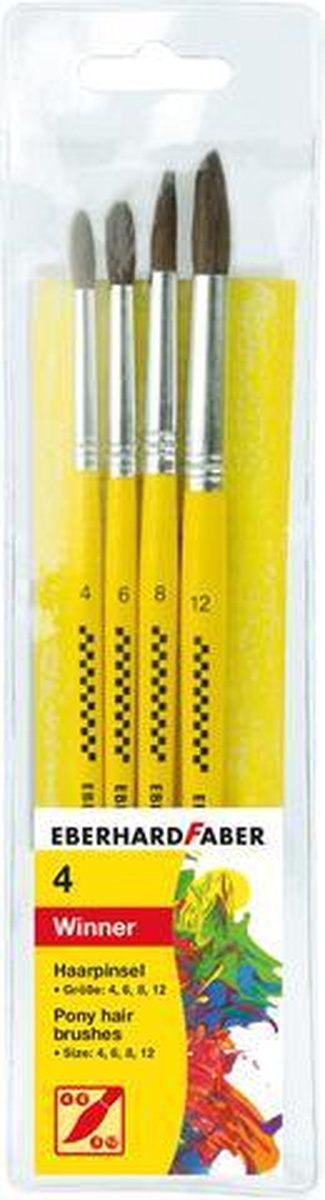 Ensemble de pinceaux Eberhard Faber - gagnant - 4 pièces - poils de poney - 4-6-8-12 - ef-579922