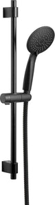 Set de douche Wenko Young Line en noir mat avec tringle de douche en acier inoxydable 66 cm, support de pomme de douche, pomme de douche ø11 cm avec 5 positions et flexible de douche 150 cm - noir
