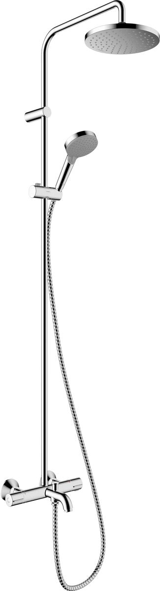 Hansgrohe ensemble de douche à effet pluie à mélange de vernis avec thermostat de bain chromé