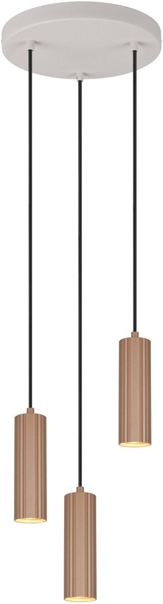 Trio soka - lampe suspendue - moka - excl. 3x gu10 5 w - montage au plafond - réglable en hauteur