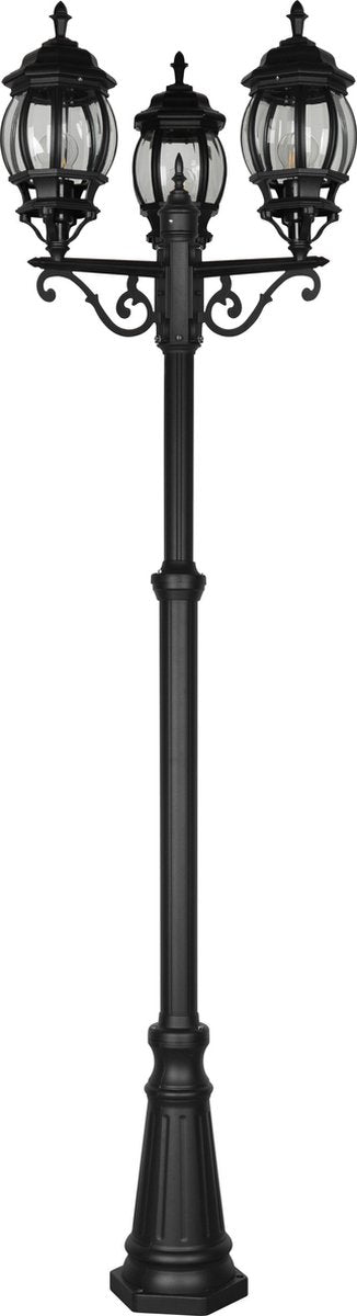 Trio elvo - lampadaire - noir mat - excl. 3x e27 4w - éclairage extérieur - ip23