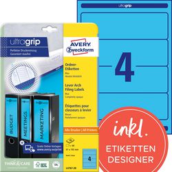 Etiquettes pour fichiers avery zweckform l4767-20 bleu mat
