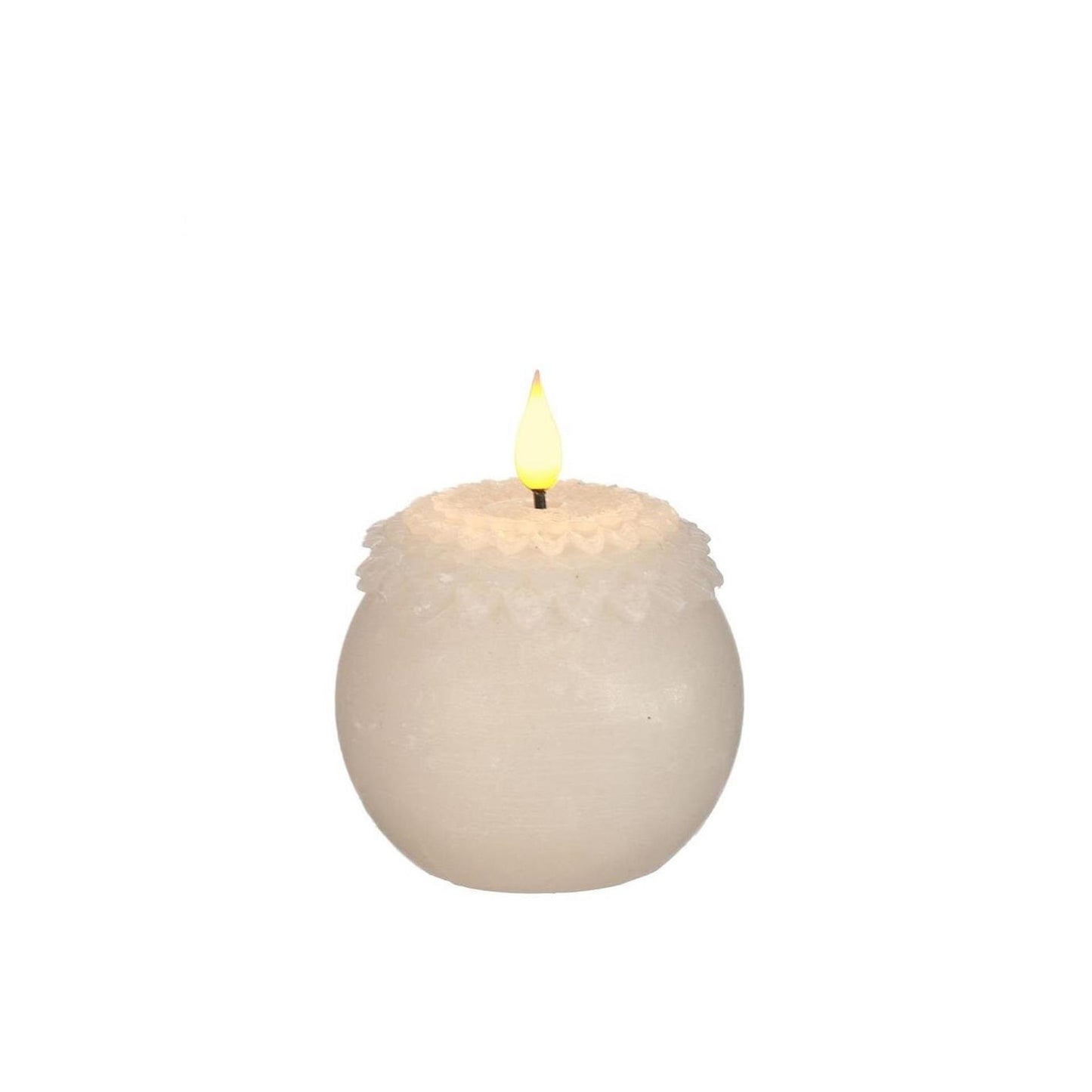 Idées 4 saisons bougie led cire fleur perle crème ø9xh12cm