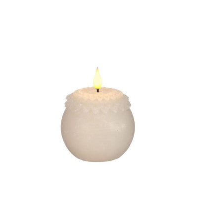 Idées 4 saisons bougie led cire fleur perle crème ø9xh12cm