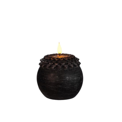 Idées 4 saisons bougie led cire fleur perle noir ø9xh12cm